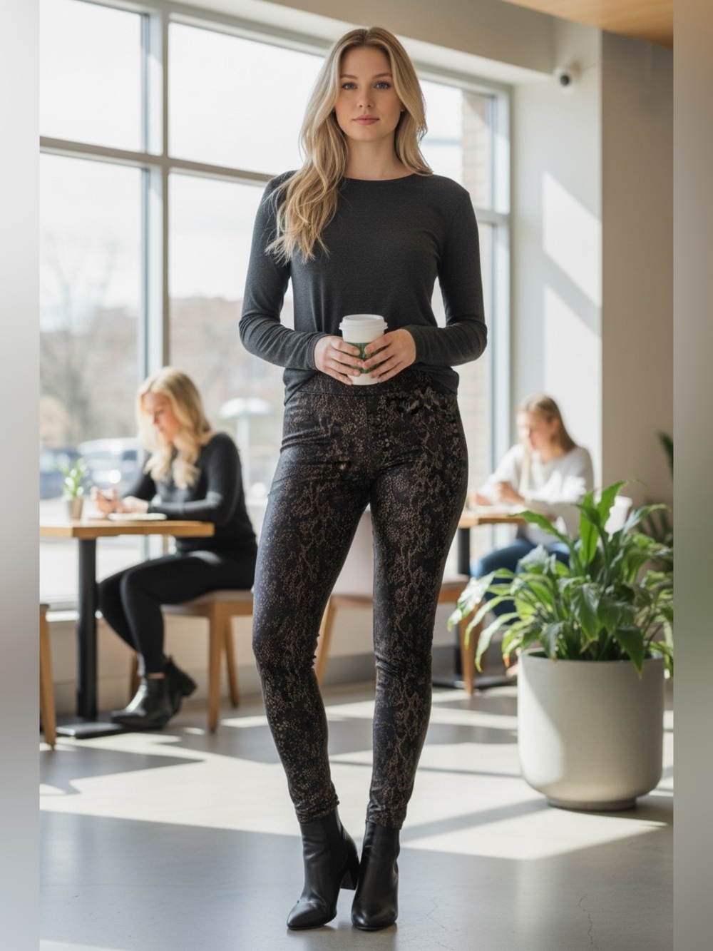 Style & Co. Black Snakeskin Print Leggings